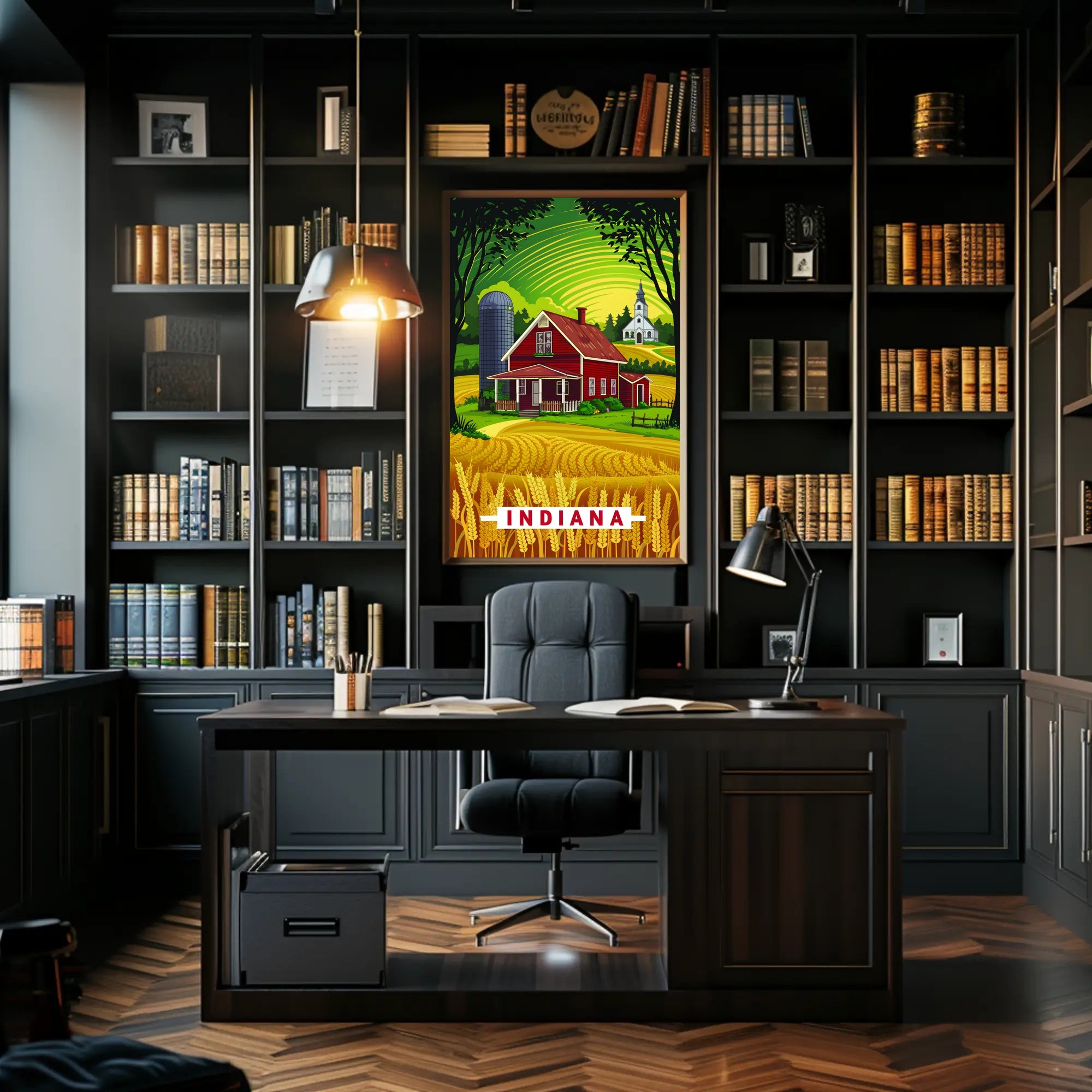 Indiana Countryside Illustration Poster