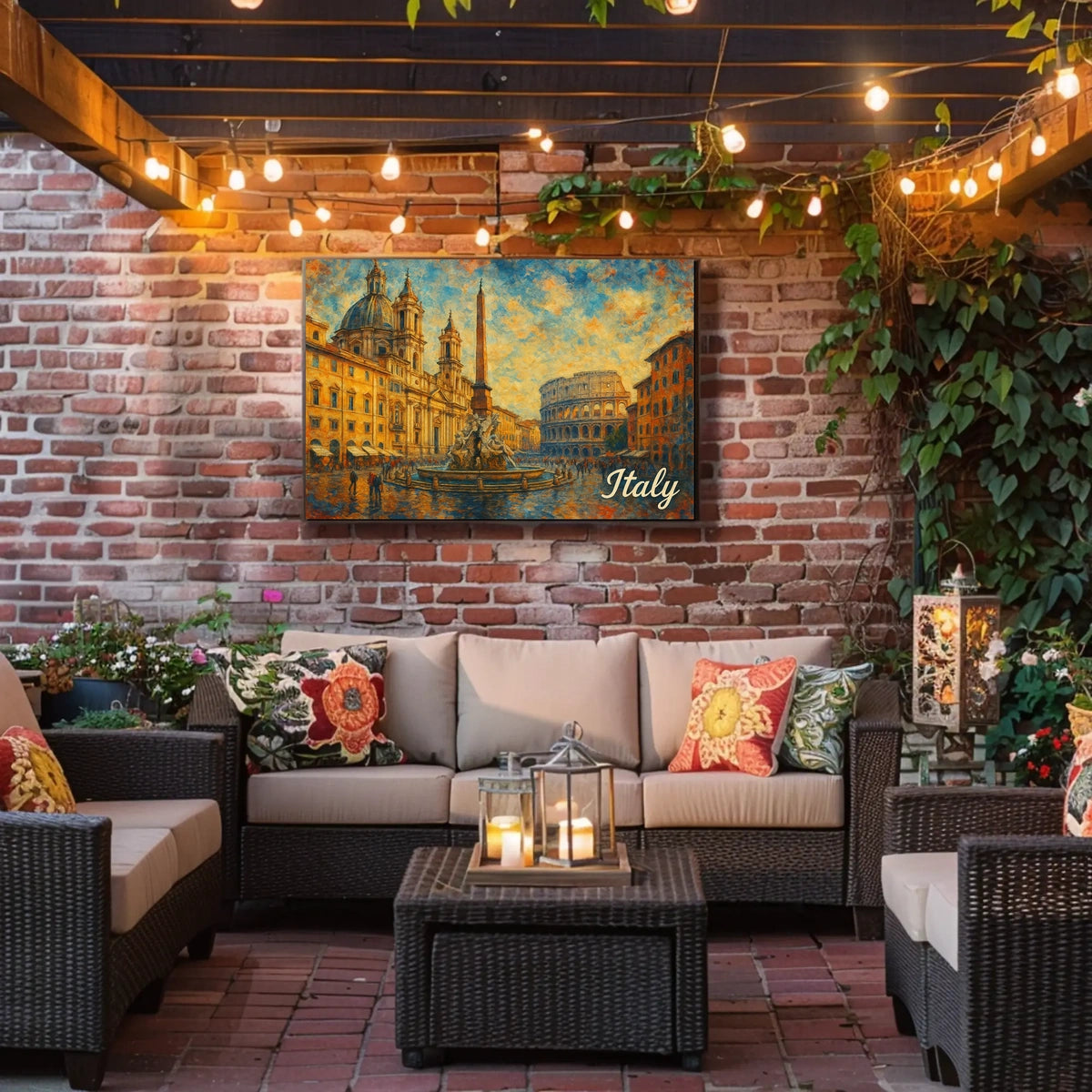 Enchanting Italy Watercolor Impressionism Travel Italian Landscapes Mediterranean Vibe Poster