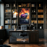 Modern Sports Travel Poster Featuring Dynamic Vehicles