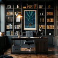 Northern Lights Over A Snowy Cabin Poster