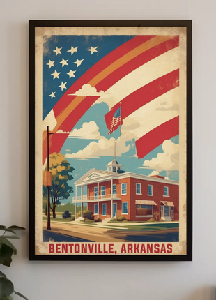Bentonville Arkansas Town Center Vintage Travel Poster