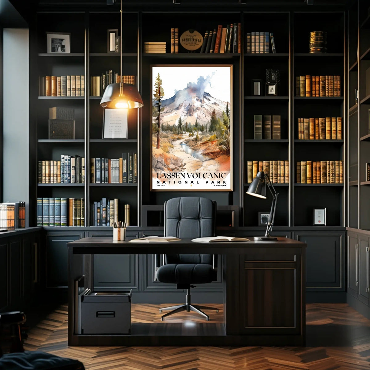 Lassen Volcanic Watercolor Wall Art Poster