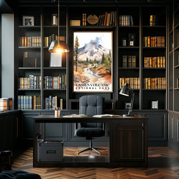 Lassen Volcanic Watercolor Wall Art Poster