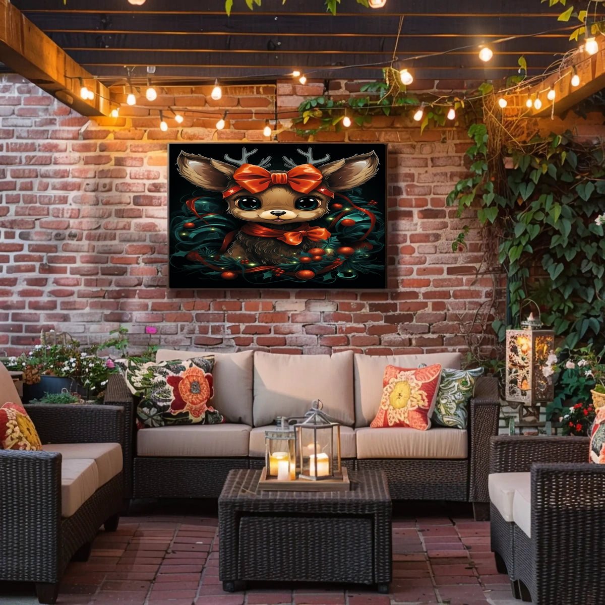 Festive Reindeer Illustration Poster