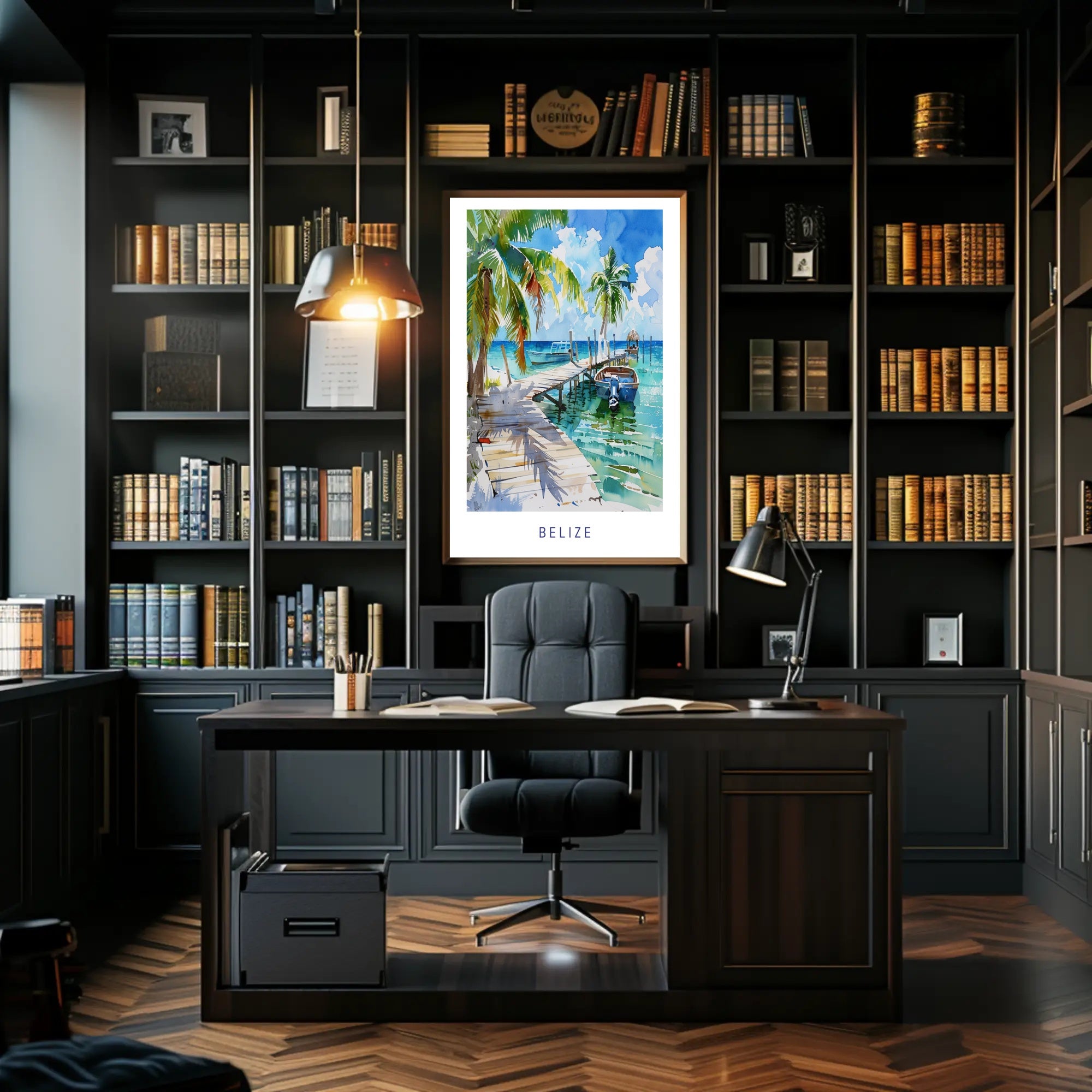 Tropical Belize Coastal Scene Travel Poster PosterGoat