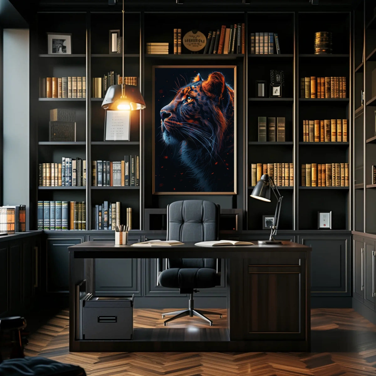 Majestic Tiger In The Night Poster