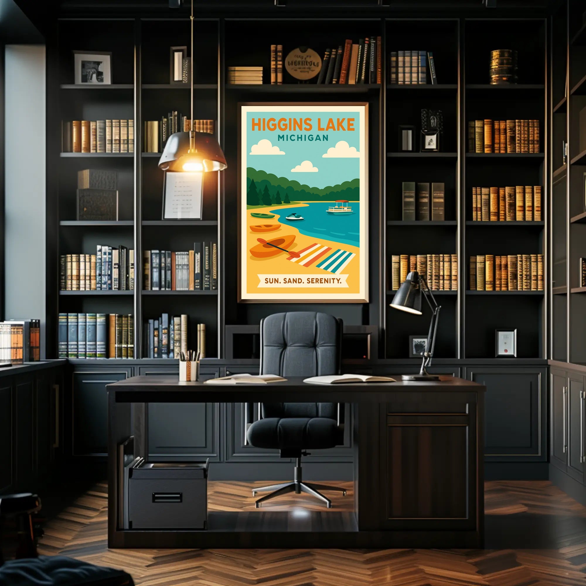 Serene Lakeside Retreat Higgins Lake Travel Poster