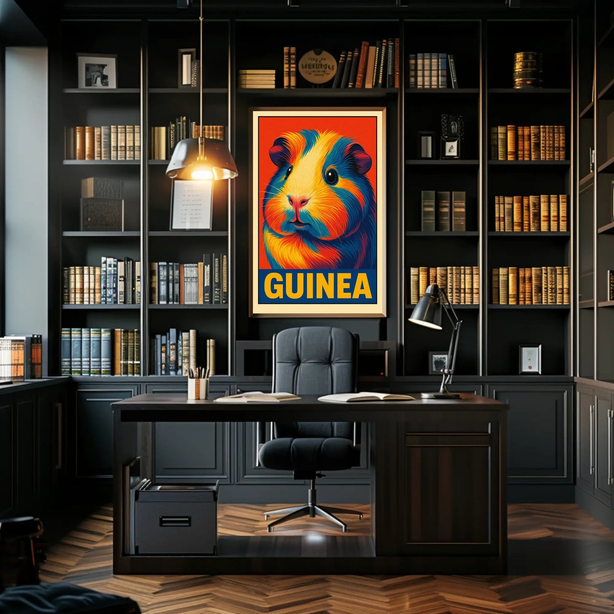 Vibrant Guinea Pig Portrait Poster