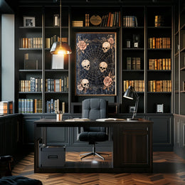 Dark Gothic Spider and Skulls Artistry - Artistic Poster