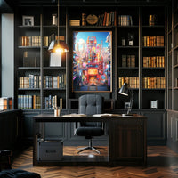 Futuristic Tech Cityscape Vibrant Urban Life Sci-Fi Poster