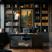 New York City Dusk Urban Scene Poster Modern Wall Art