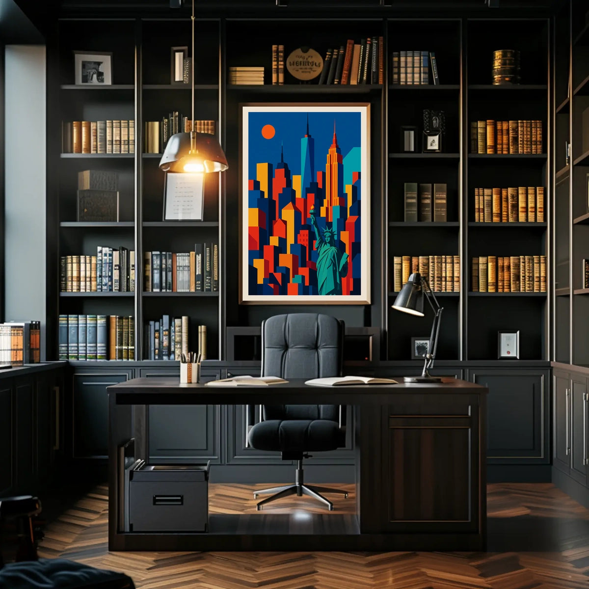 Vibrant NYC Skyline Poster For Urban Art Lovers Geometric