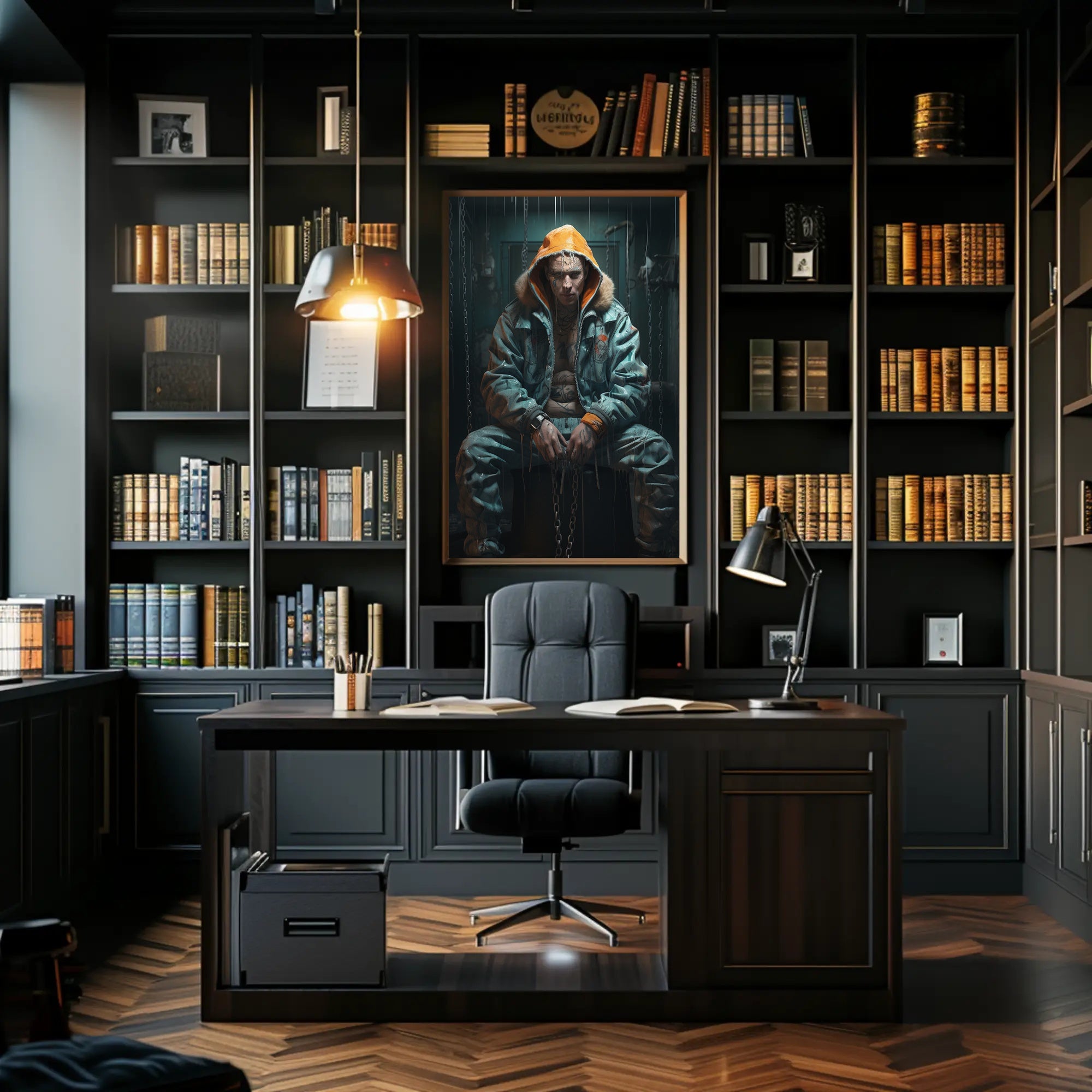 Futuristic Dystopian Character in Urban Scene - Sci-Fi Poster