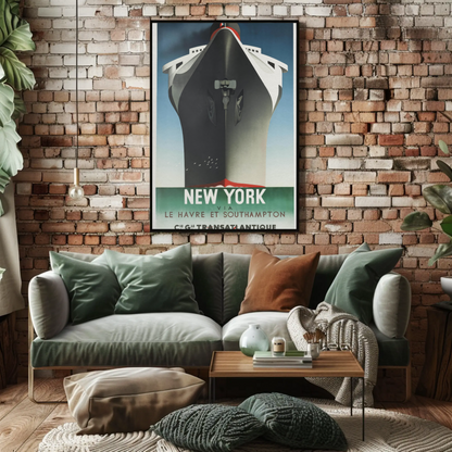 French Line - New York Travel Vintage Travel Poster