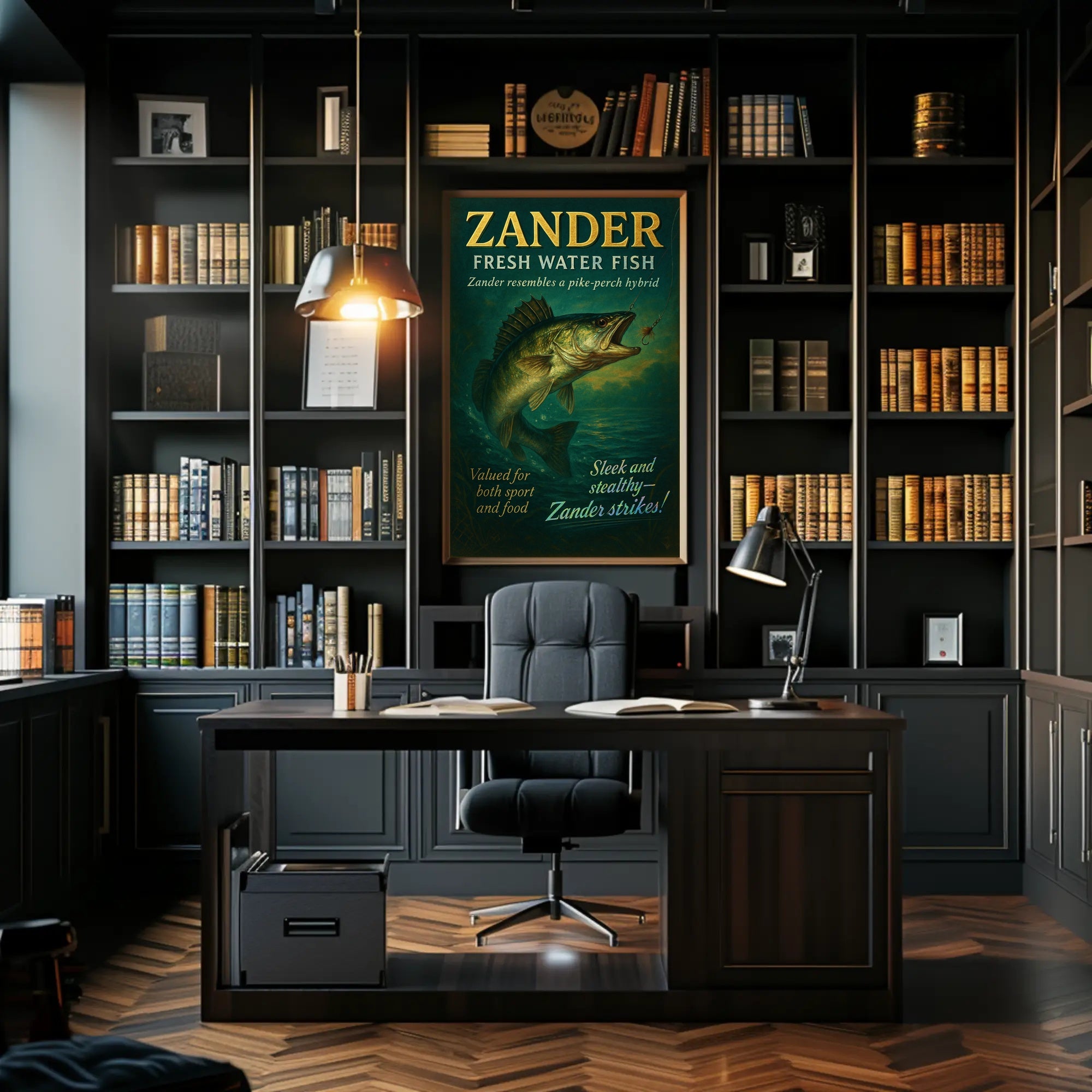 Zander Freshwater Fish Poster Vintage Fishing Print
