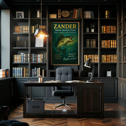Zander Freshwater Fish Poster Vintage Fishing Print