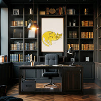 Yellow Cat Poster Whimsical Wall Art Print