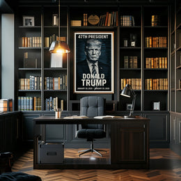 Donald Trump Visionary Leader in Blue Poster