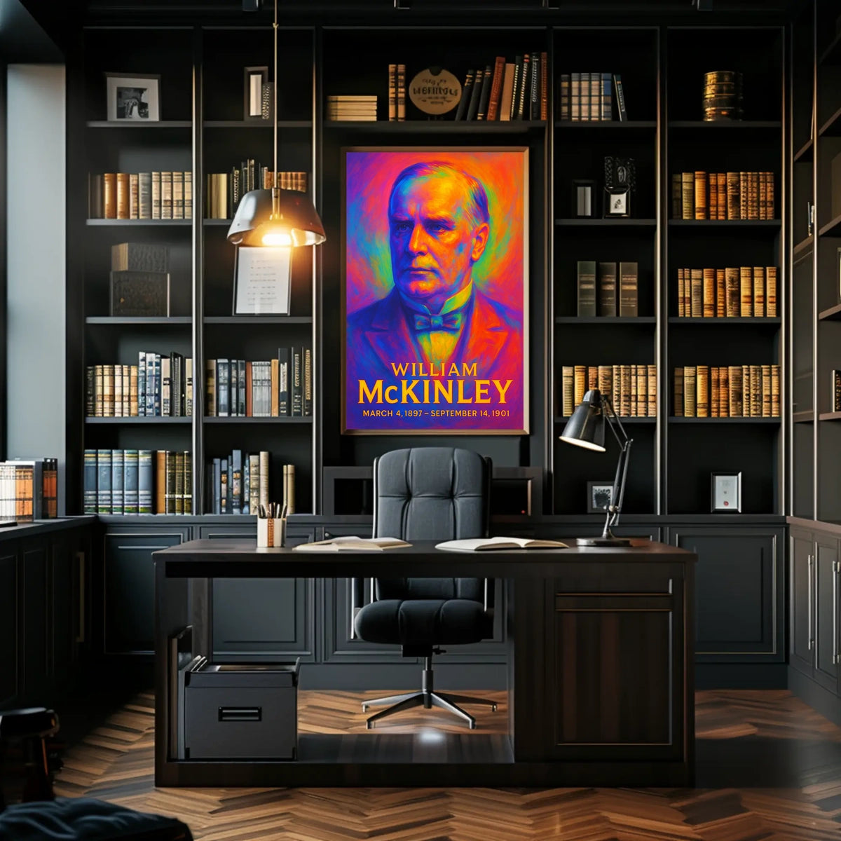 William McKinley 25th President of the United States Neon Gradient Overlay Poster