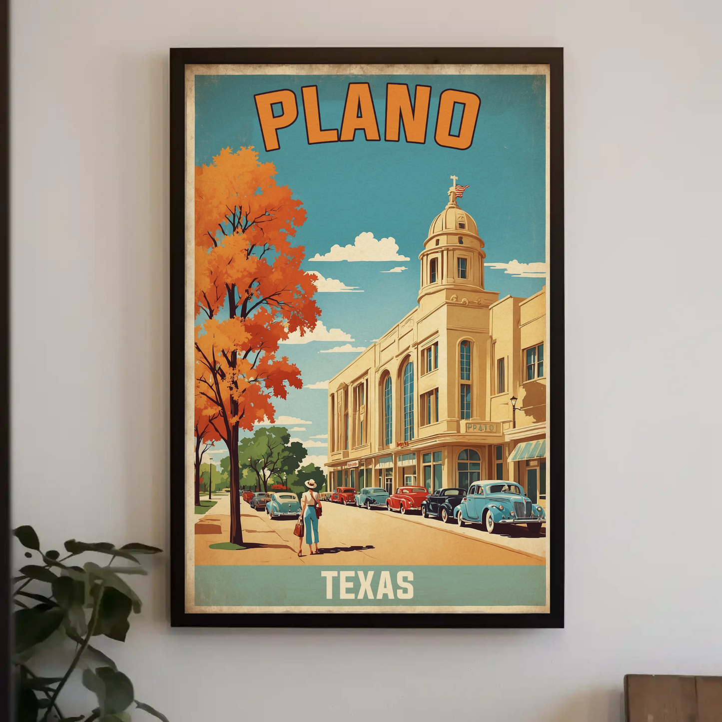 Plano Texas Vintage Travel Poster Artwork
