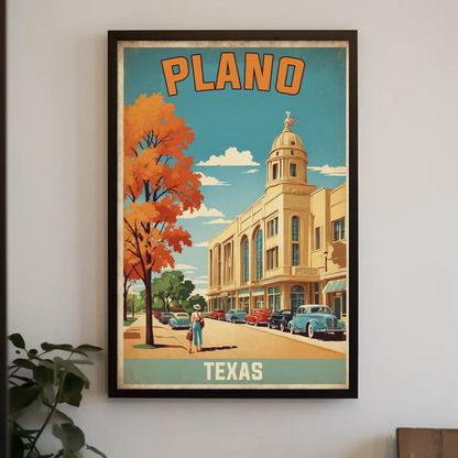 Plano Texas Vintage Travel Poster Artwork