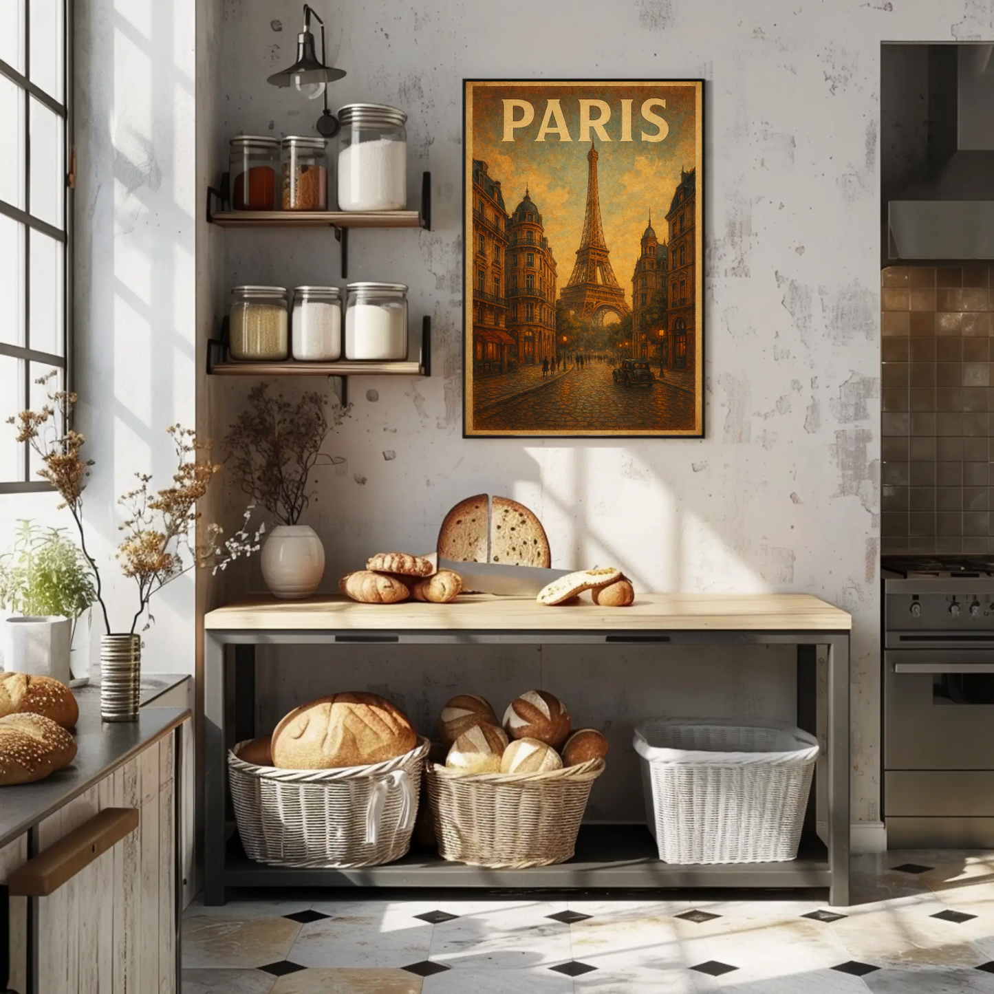 Paris Eiffel Tower Evening Travel Poster