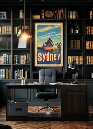 Sydney Skyline Vintage Travel Art: Urban Cityscape Poster