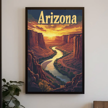 Arizona Vintage Poster - Canyon Sunset