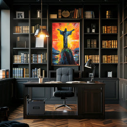 Vibrant Abstract Christ Statue Art: Abstract or Artistic Poster