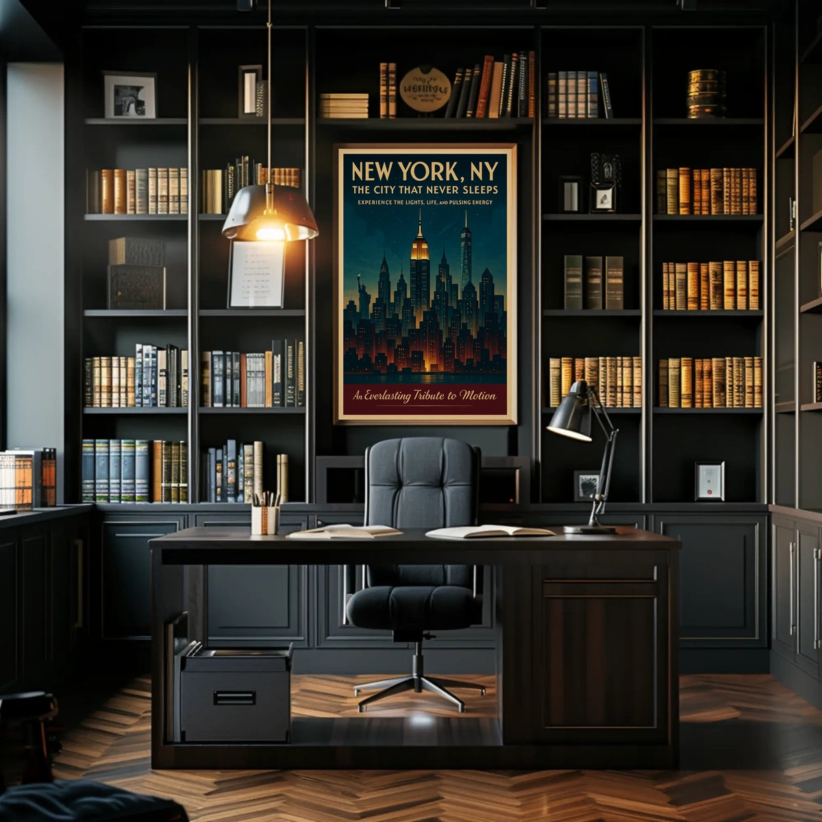 New York City Poster Vintage Travel Skyline Wall Art