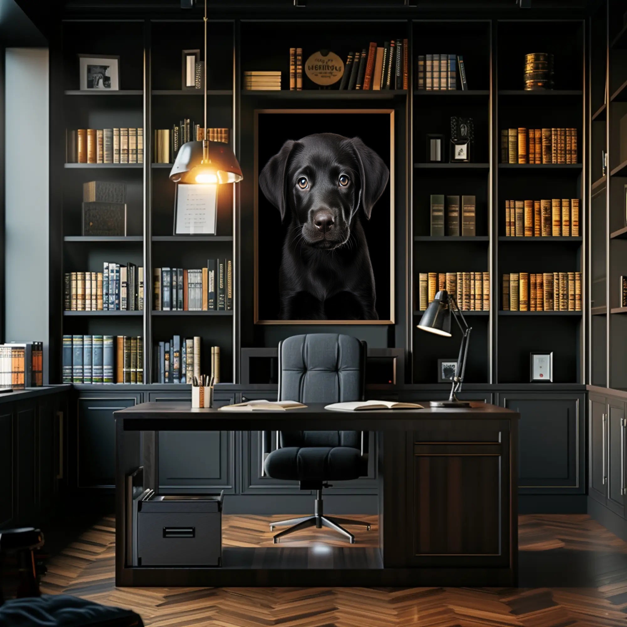 Portrait Of A Black Labrador Puppy Poster