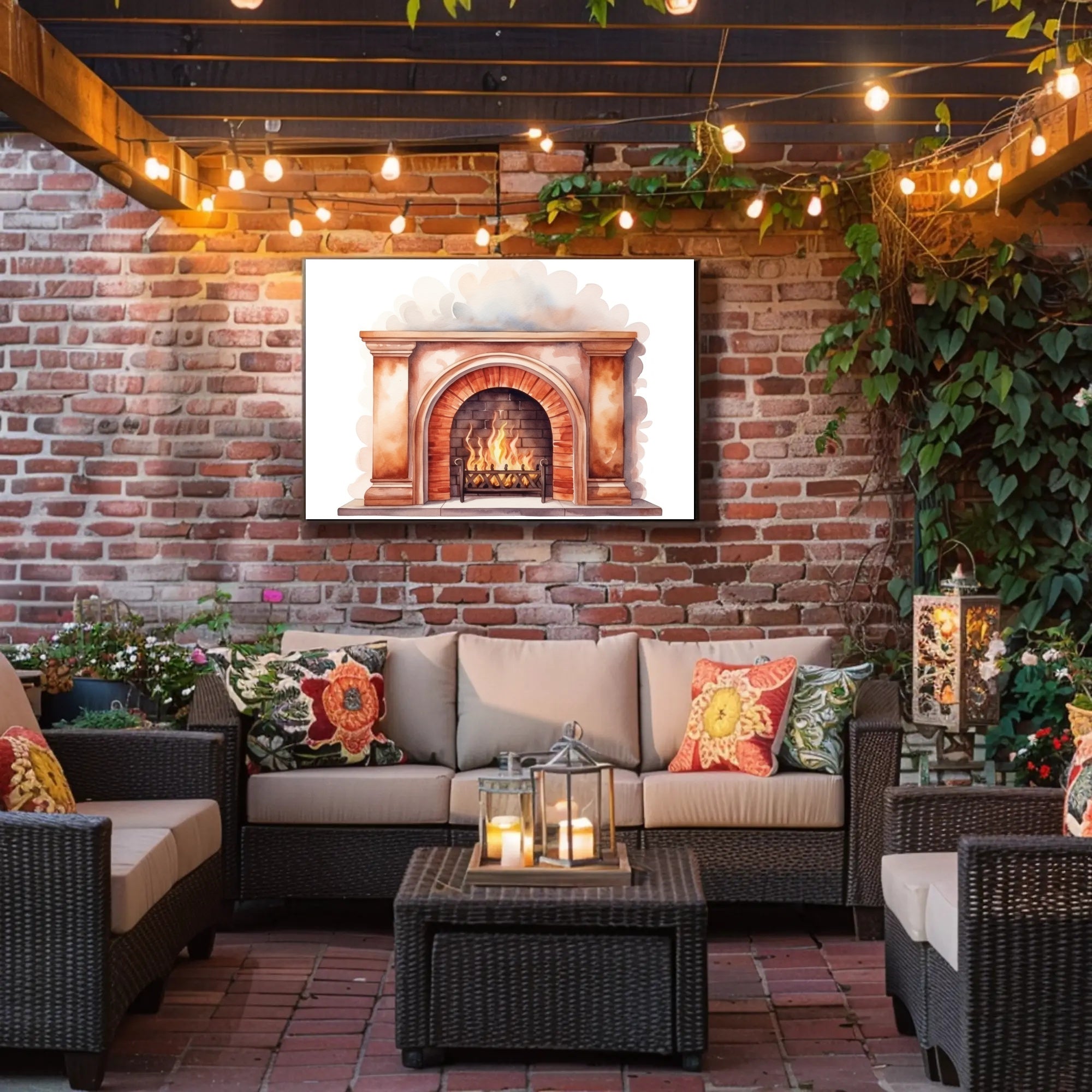 Cozy Hearth Illustration Poster