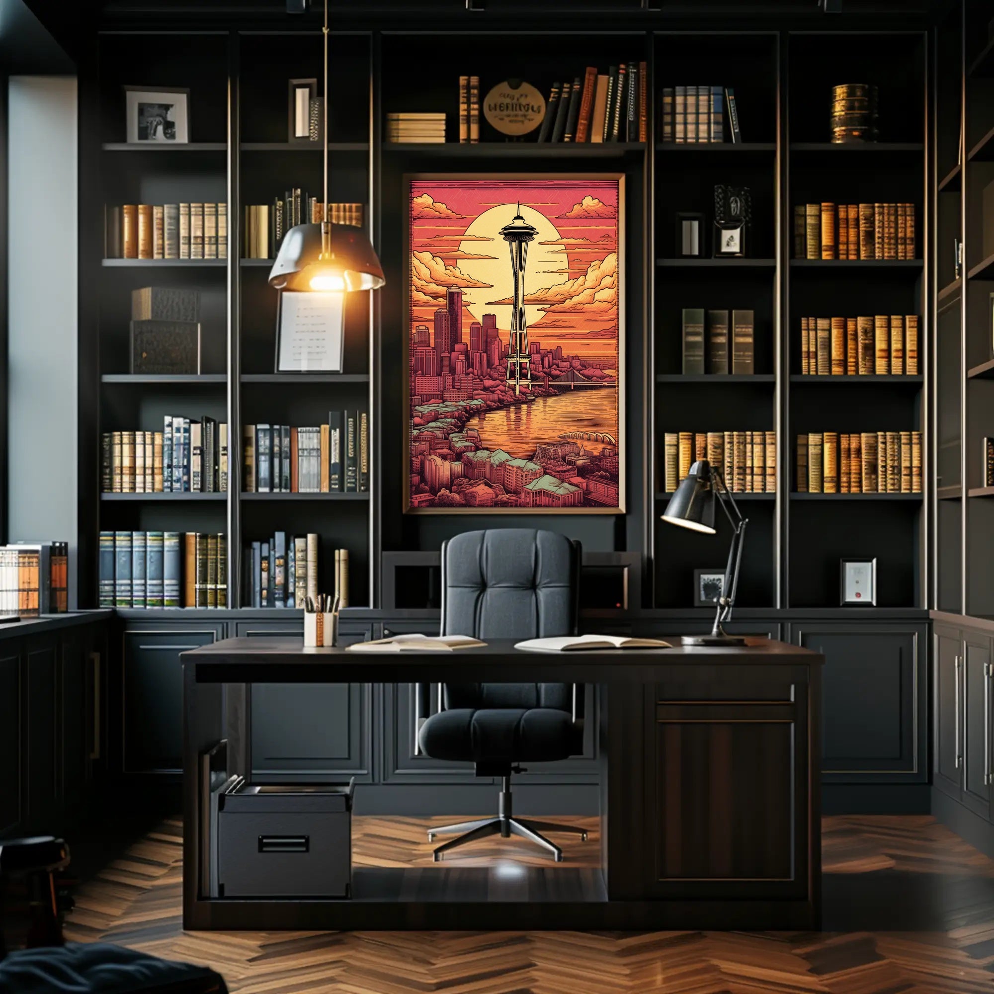 Sunset Over Seattle Poster