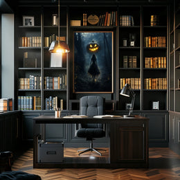 Mysterious Figure Halloween Forest Jack-o-lantern Poster