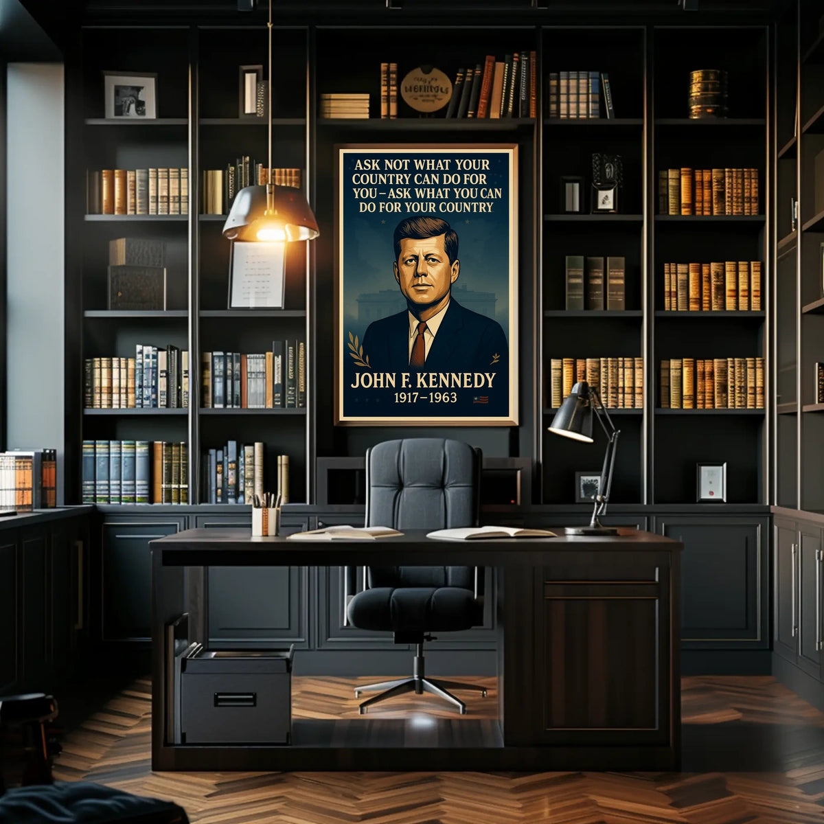 John F. Kennedy Inspirational Patriotic Quote Poster
