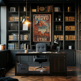 Provo Cityscape Vintage Utah Travel Collectors Poster