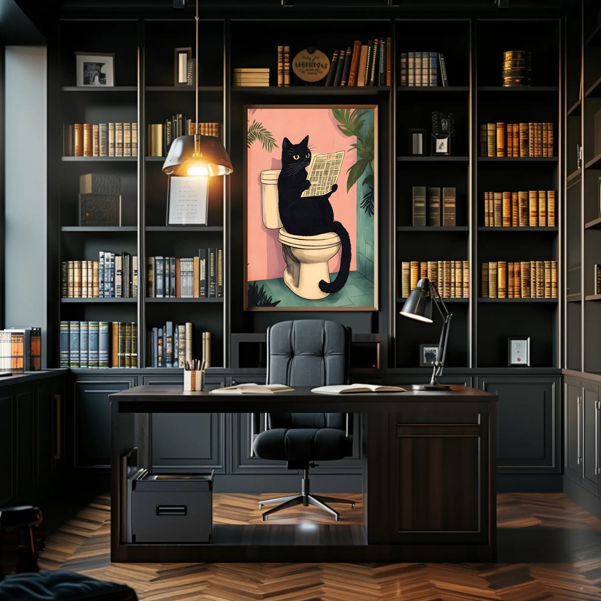 Curious Cat Poster Whimsical Bathroom Art Print