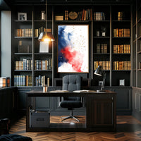 splash design in red white and blue tones Poster