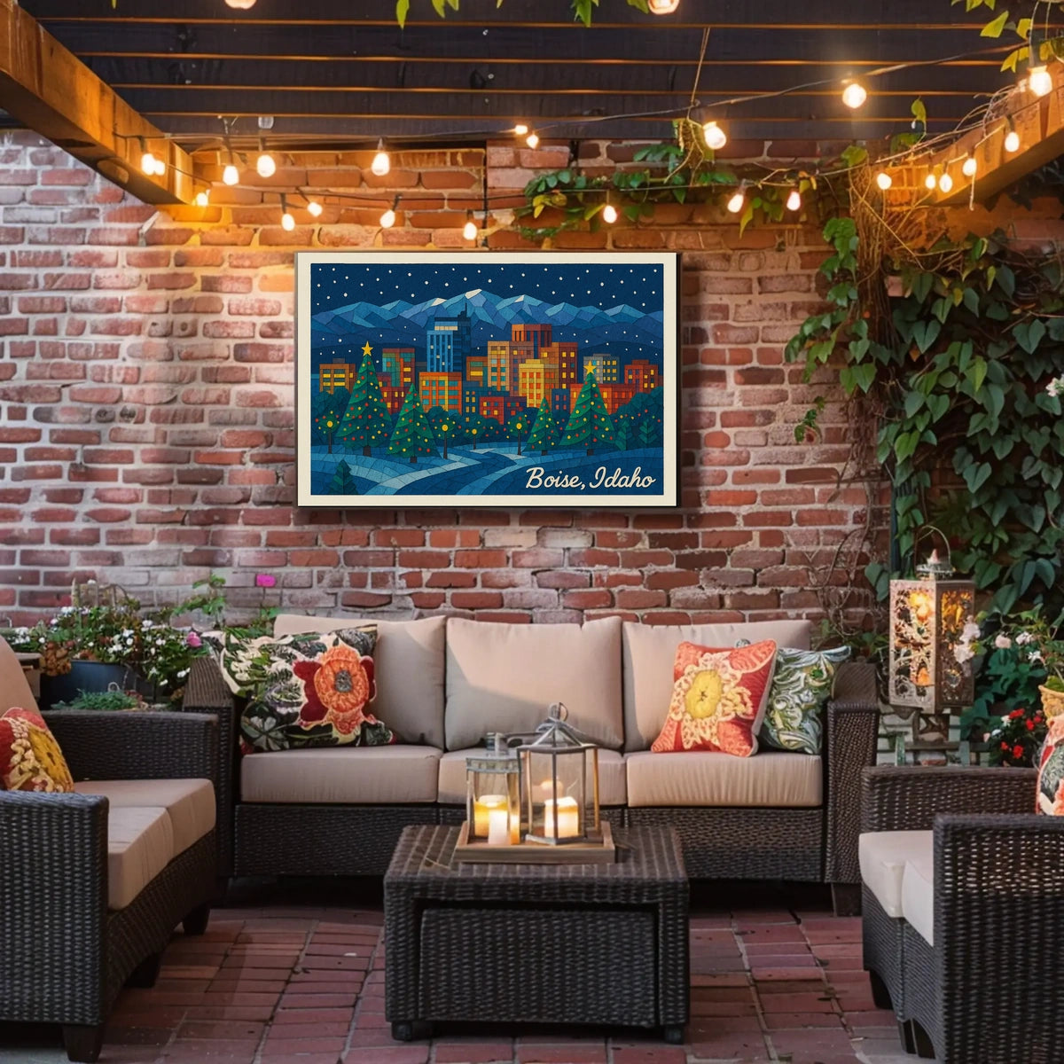 Boise, Idaho Holiday Nightscape Poster