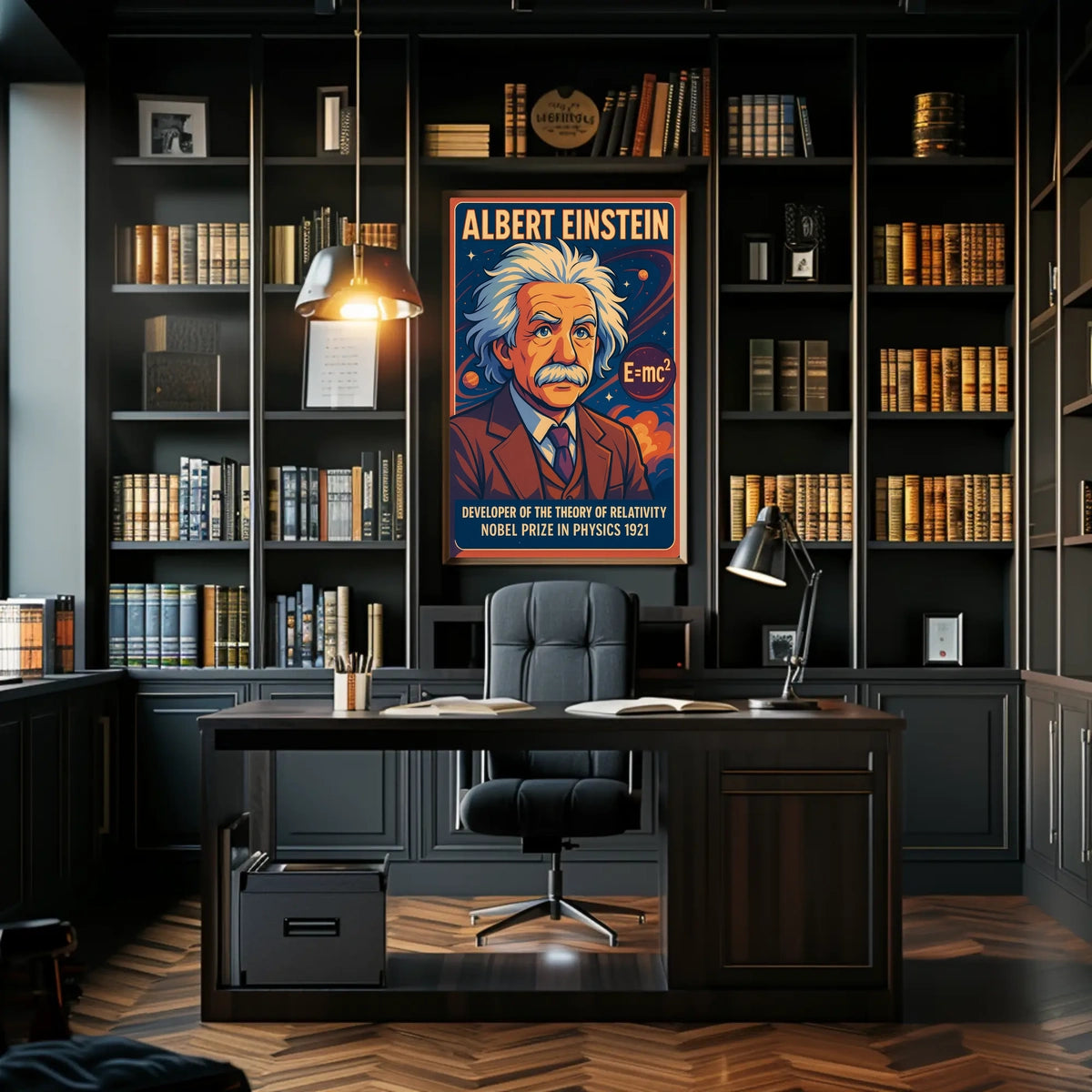 Albert Einstein Portrait Modern Scientific Relativity Mindful Wanderlust Decor Poster