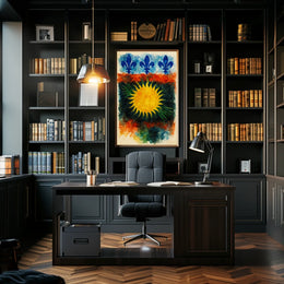 Sunburst and Fleur-de-Lis Poster