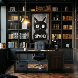 Stylized Black Cat Minimalist Spooky Eerie Poster