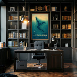 Lake Charlevoix Topographic Travel Poster