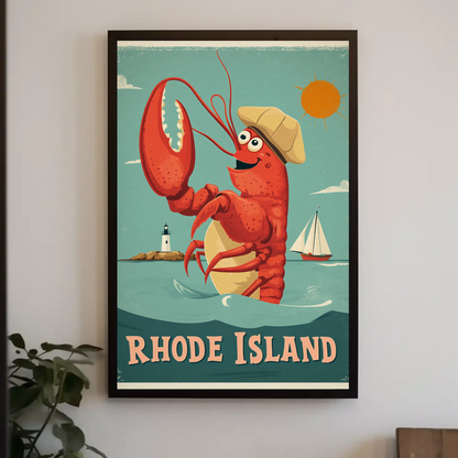 Rhode Island Vintage Poster Lobster Fun