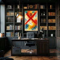 Abstract Watercolor With Crown And Cross Poster