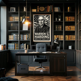 Warren G. Harding 29th President of the United States B & W Comic Sketch Poster