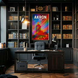 Akron, Ohio Vibrant Cityscape Poster