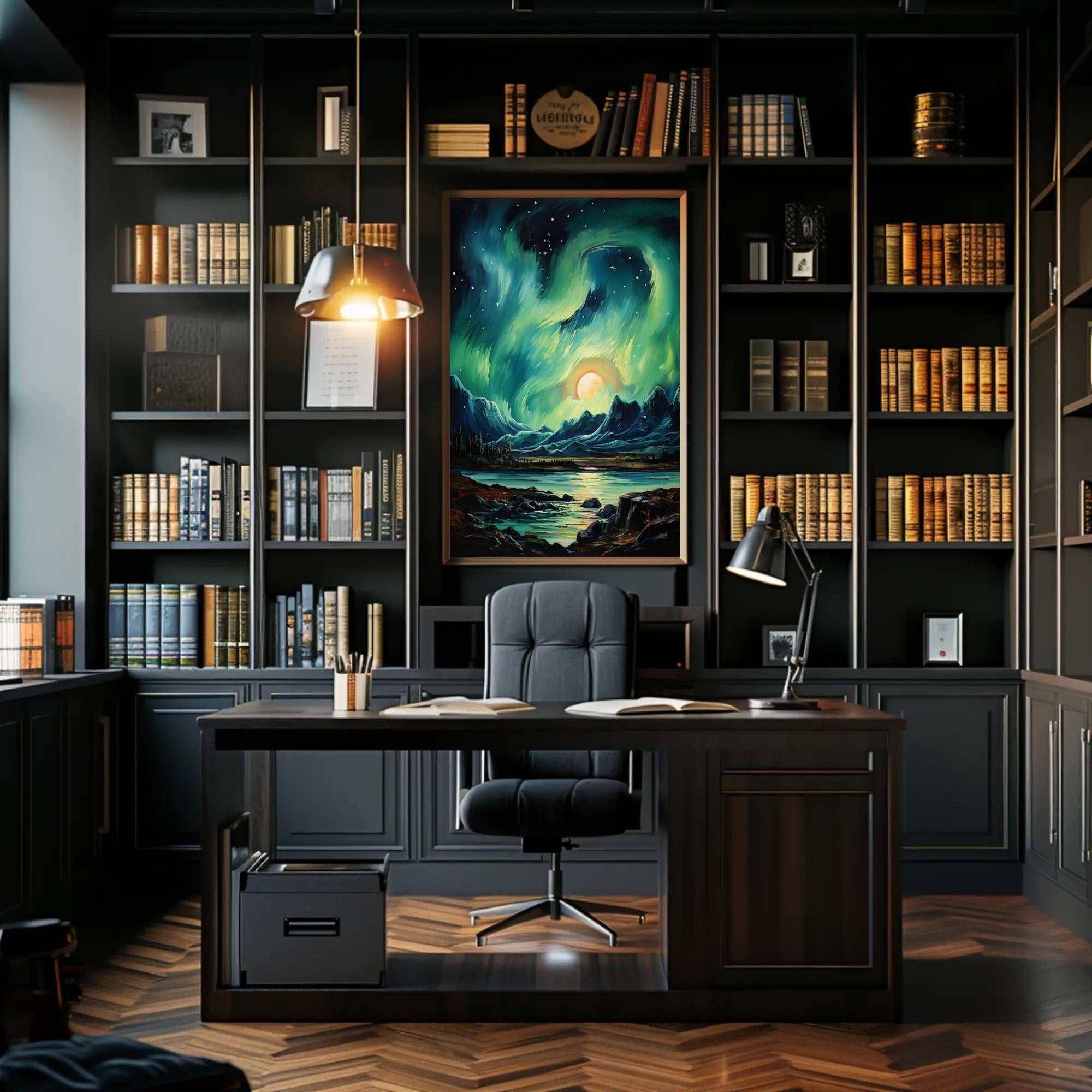 Aurora Over The Mountains Poster