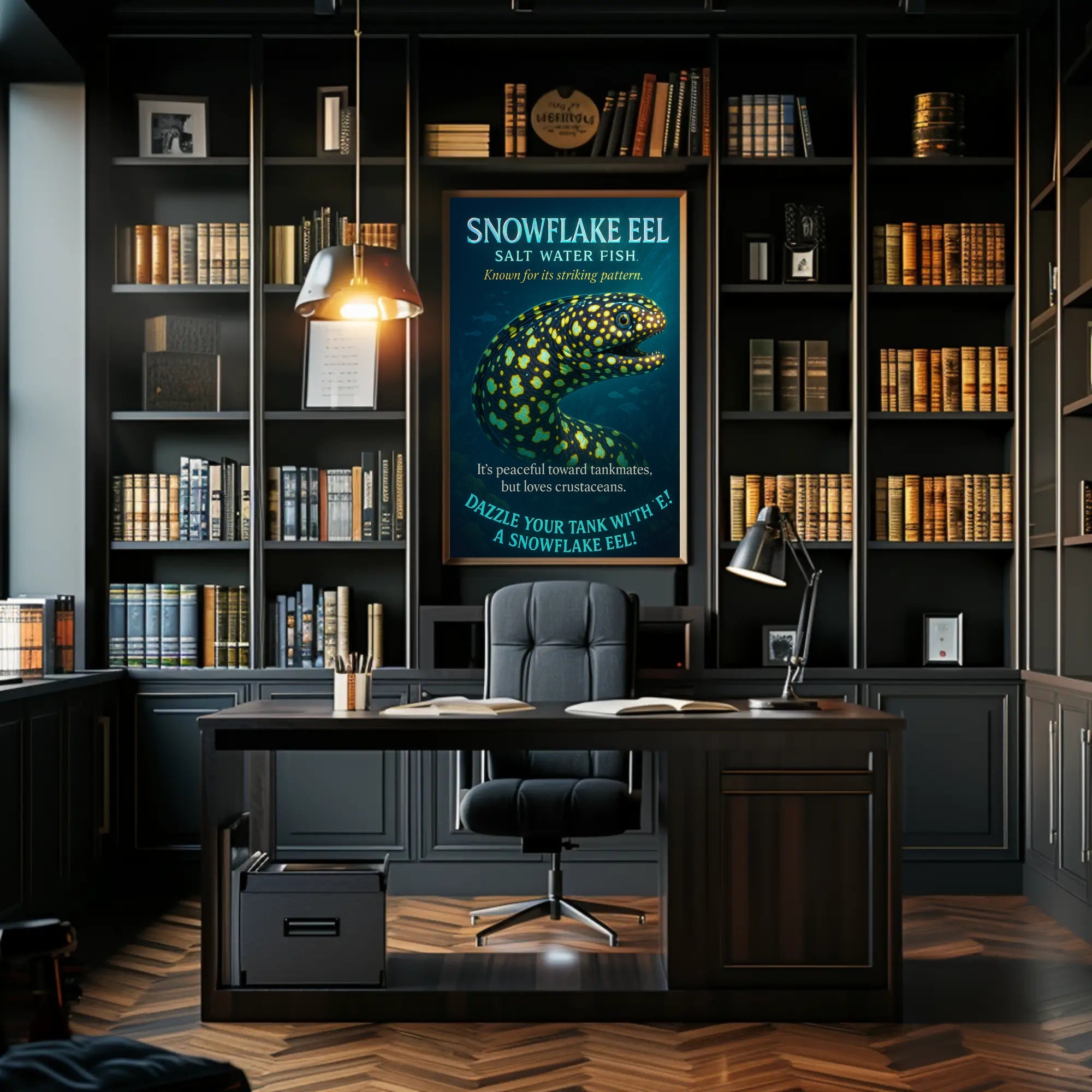 Snowflake Eel Poster Marine Art Print For Aquarium