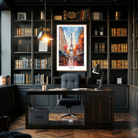 Eiffel Tower Paris Street Scene Romantic Urban Cityscape Poster PosterGoat